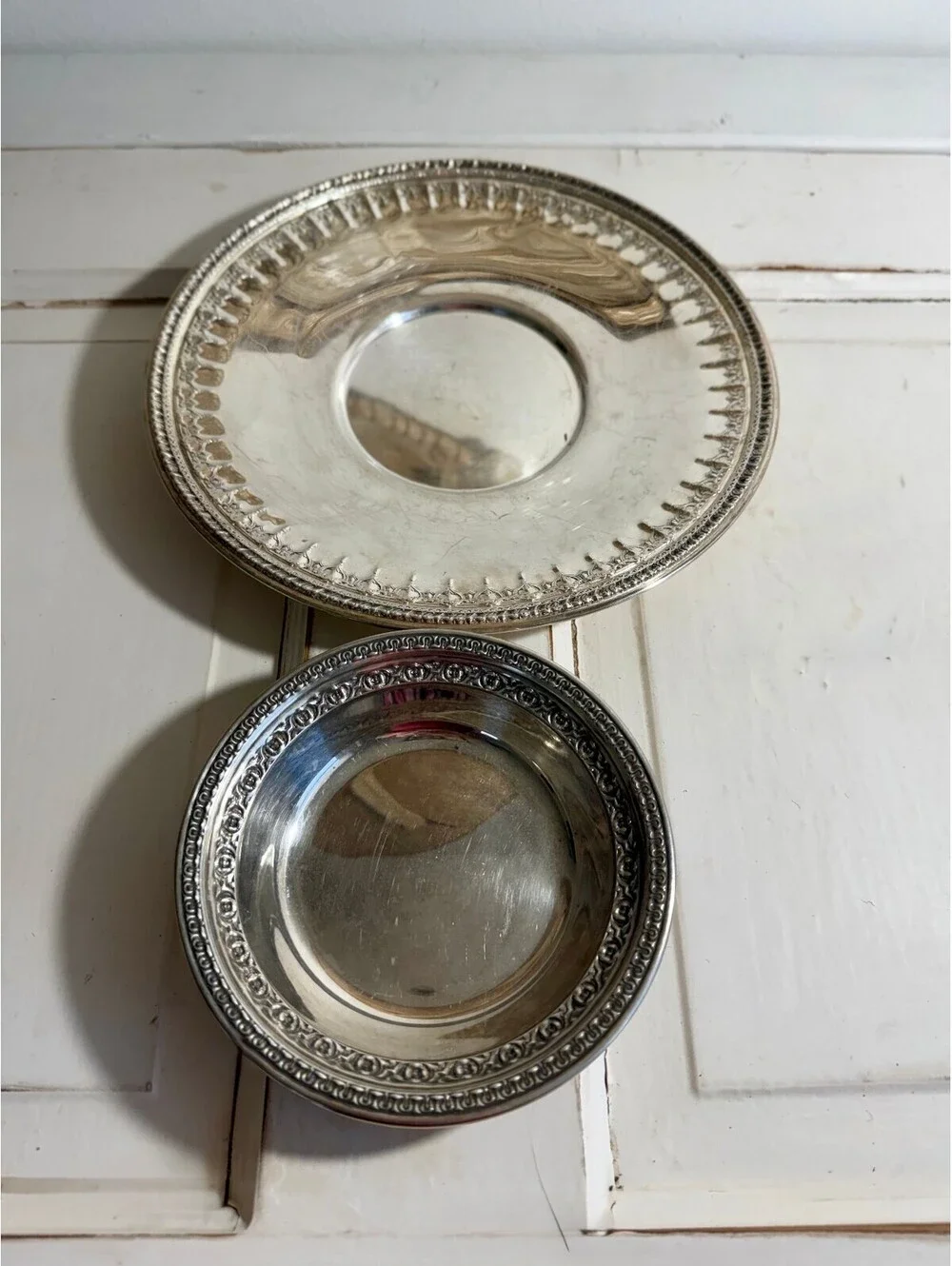Reed & Barton MCM Silverplate 1202 tray and 1203 Holloware Bowl 6